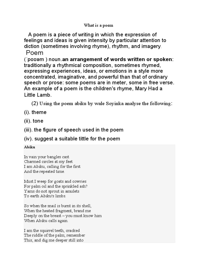 Group 9 Abiku PDF Poetry