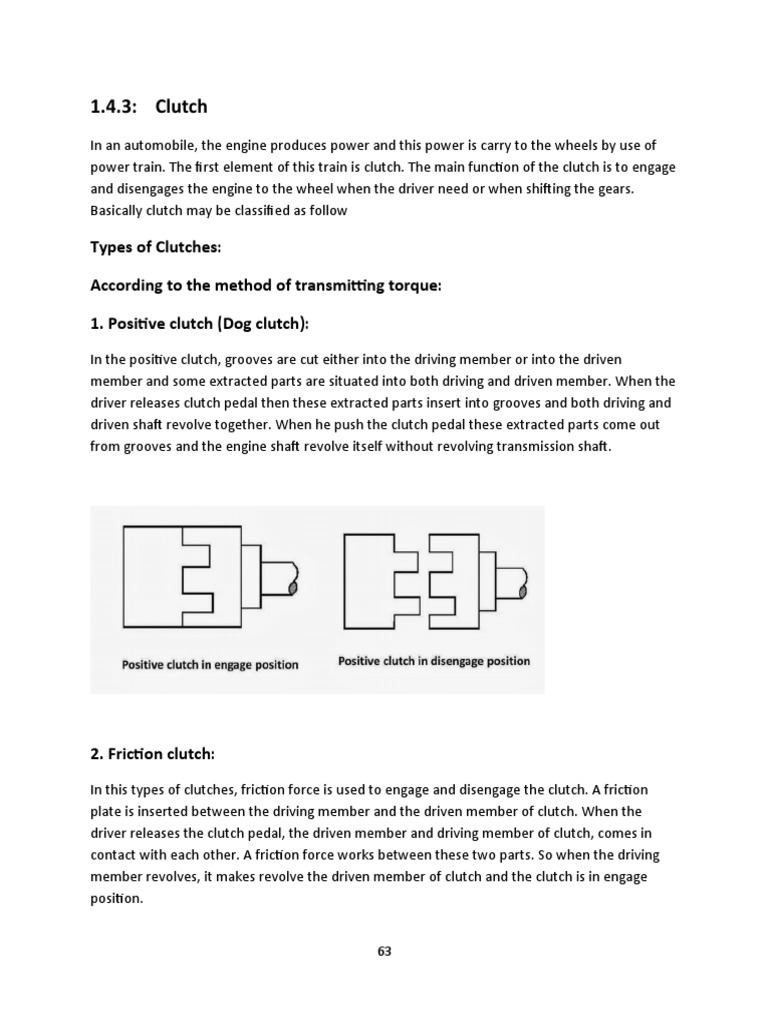 Types, Classifications and Working of Automotive Clutches PDF