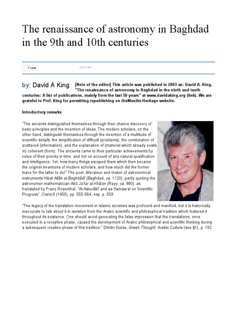 Astronomy Renaissance in 9th Century Baghdad | PDF | Science