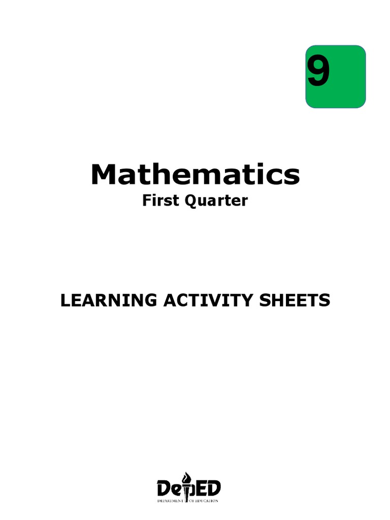 Grade 9 Mathematics LAS Q1pdf | PDF | Quadratic Equation | Factorization