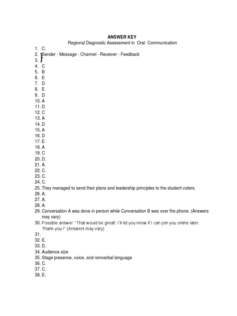Grade 11 Oral Communication Exam Key | PDF | Career & Growth