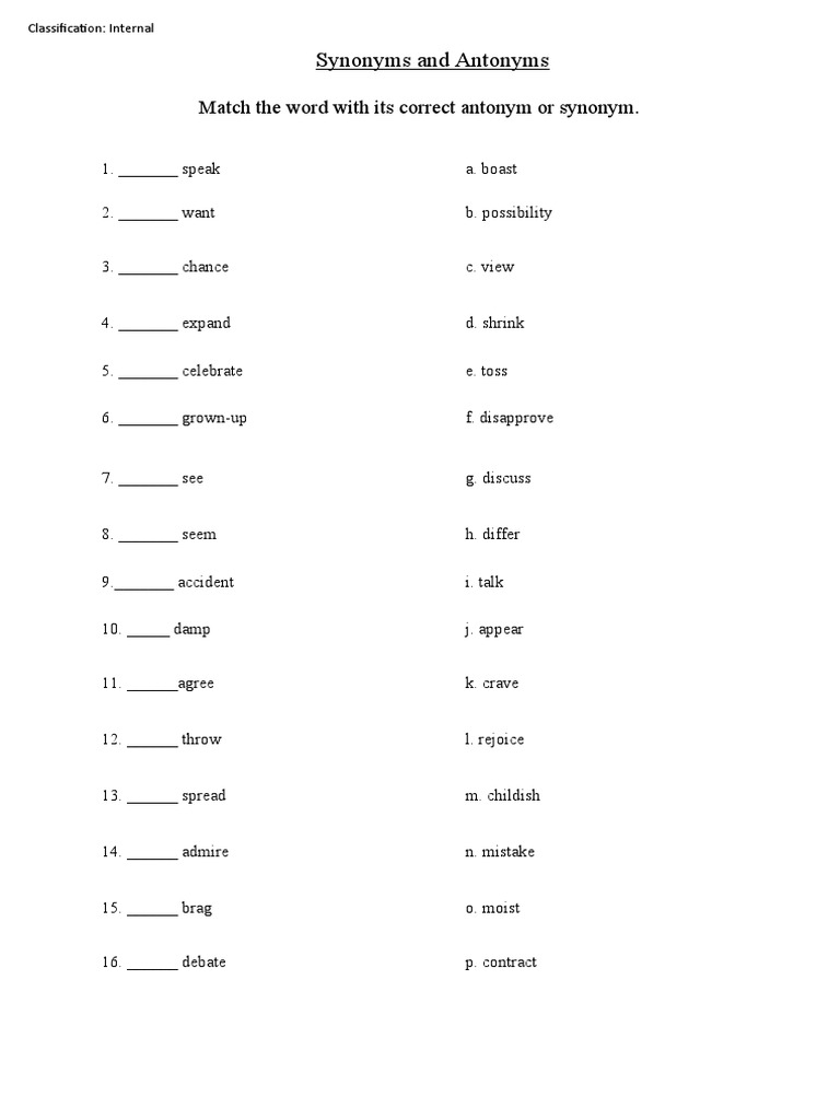 Synonyms and Antonyms Exercise | PDF | Language Arts & Discipline