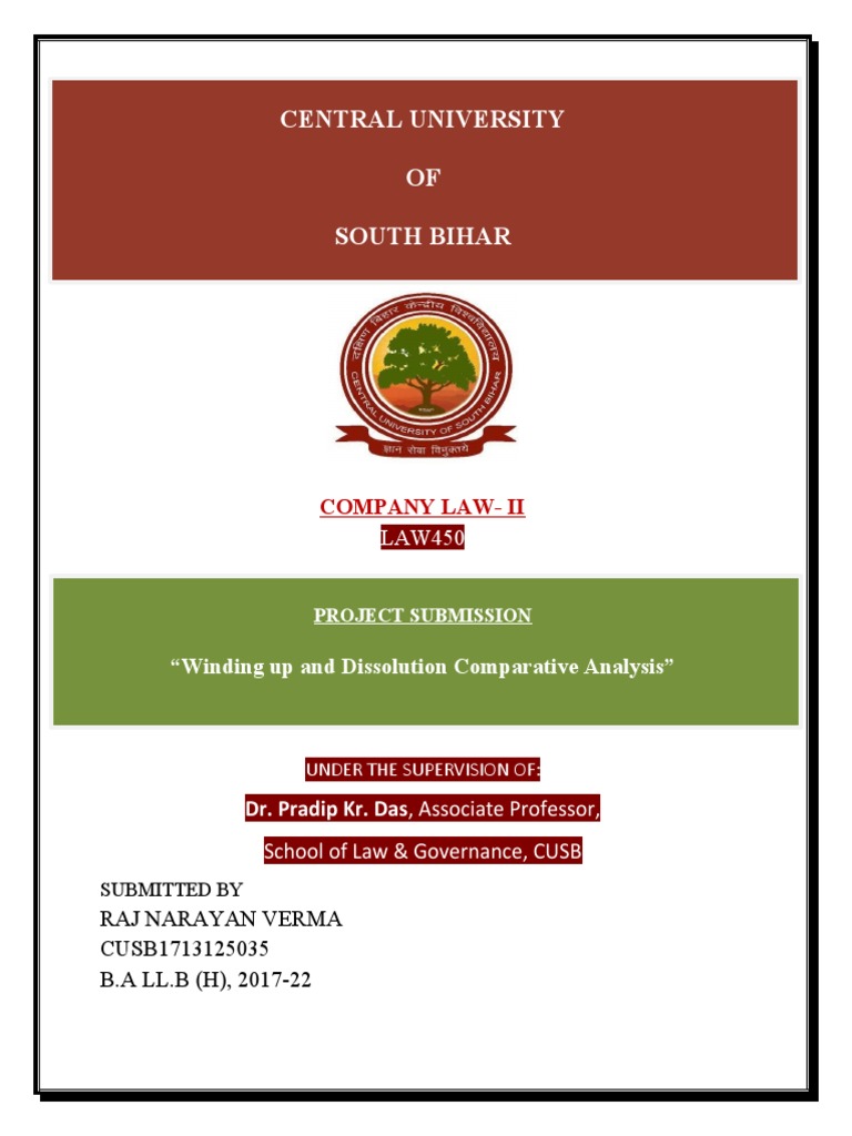 Winding Up And Dissolution Comparativeanalysis Pdf Liquidation