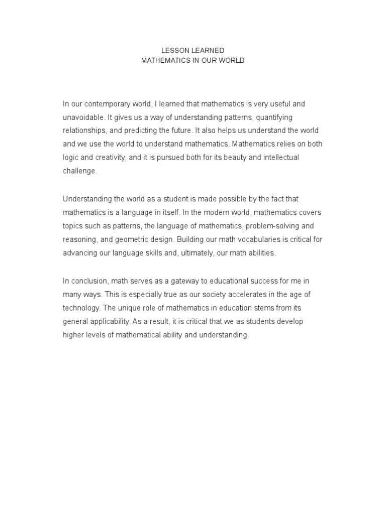 Lesson Learned | PDF | Social Science