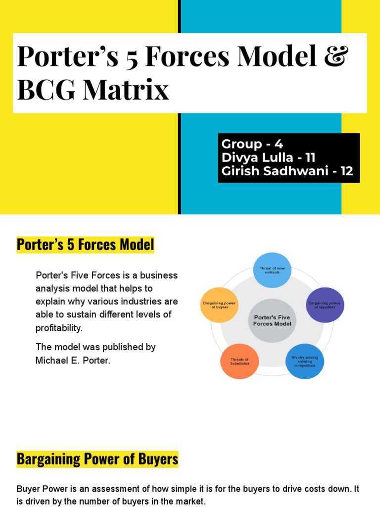 Porter’s 5 Forces & BCG Matrix Overview | PDF | Marketing | Business ...