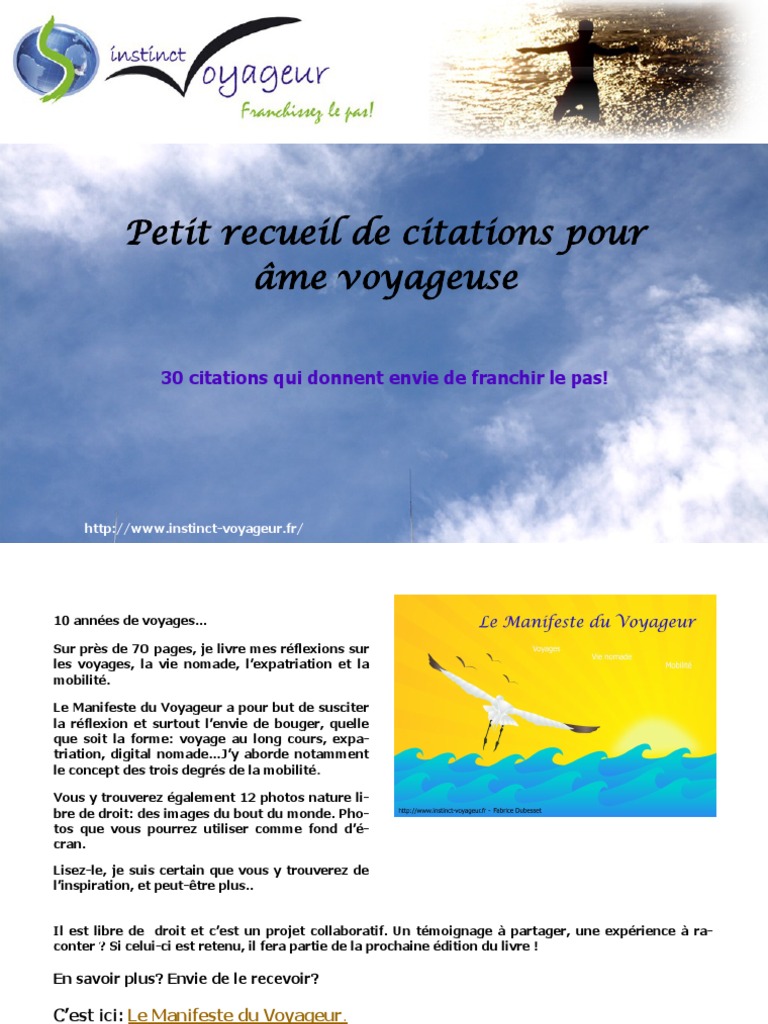 Petit Recueil De Citations Pour Ame Voyageuse