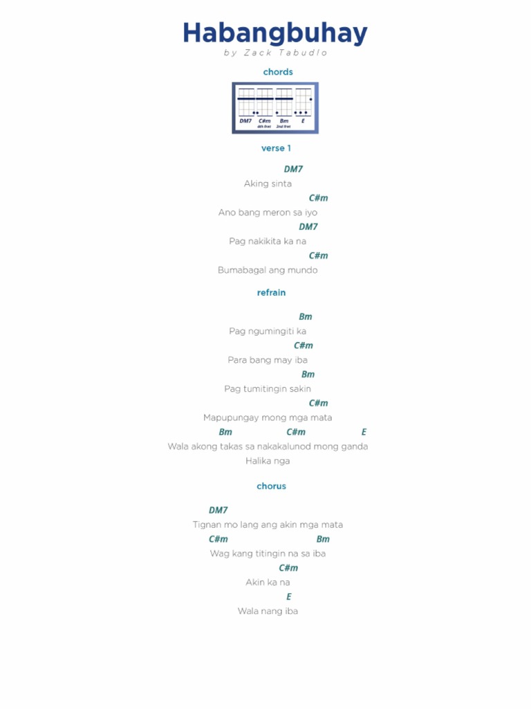 Habangbuhay by Zack Tabudlo Ukulele Chords and Lyrics PDF