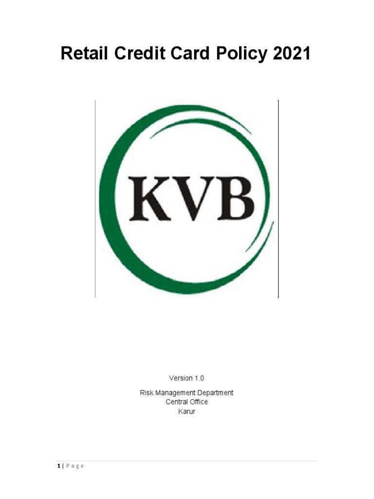 Retail Credit Card Policy Overview | PDF | Credit Card | Money Laundering