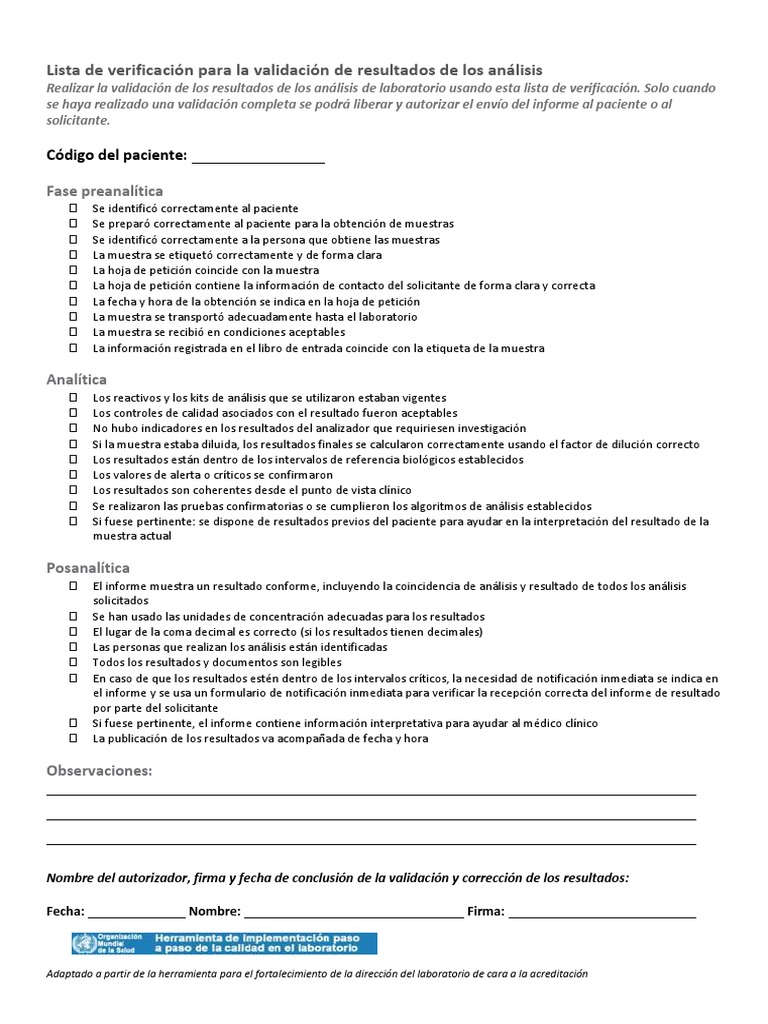 Validación de Resultados de Laboratorio | PDF | Laboratorios | Información