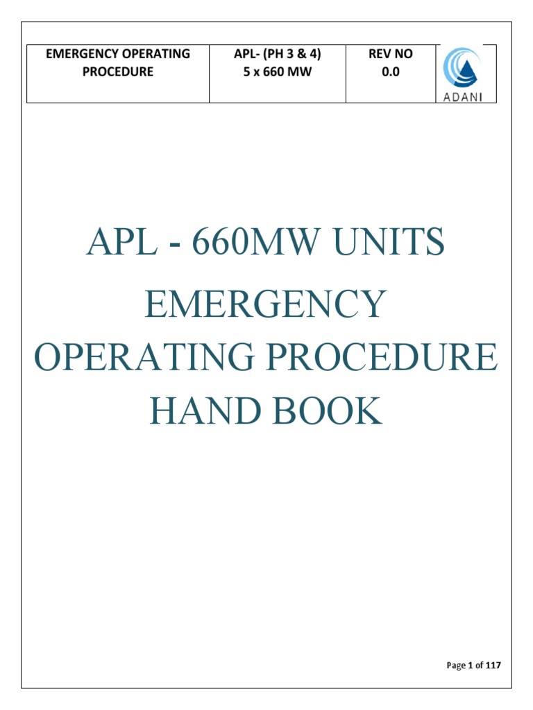 660MW Emergency Operating Procedure PDF Boiler Electrical Substation