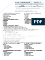 Avaliação de Ciências sobre tabela periódica e ondas eletromagnéticas