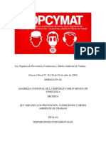 Ley Orgánica de Prevención, Condiciones y Medio Ambiente de Trabajo (LOPCYMAT)