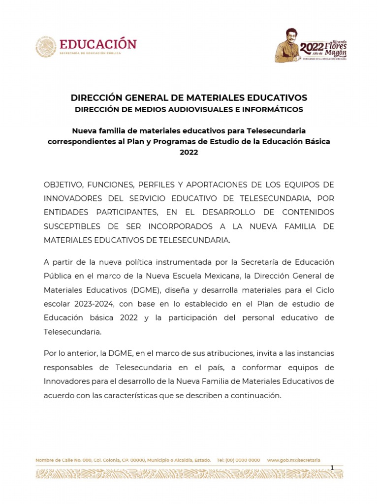 Nueva familia de materiales educativos para Telesecundaria: Objetivos ...