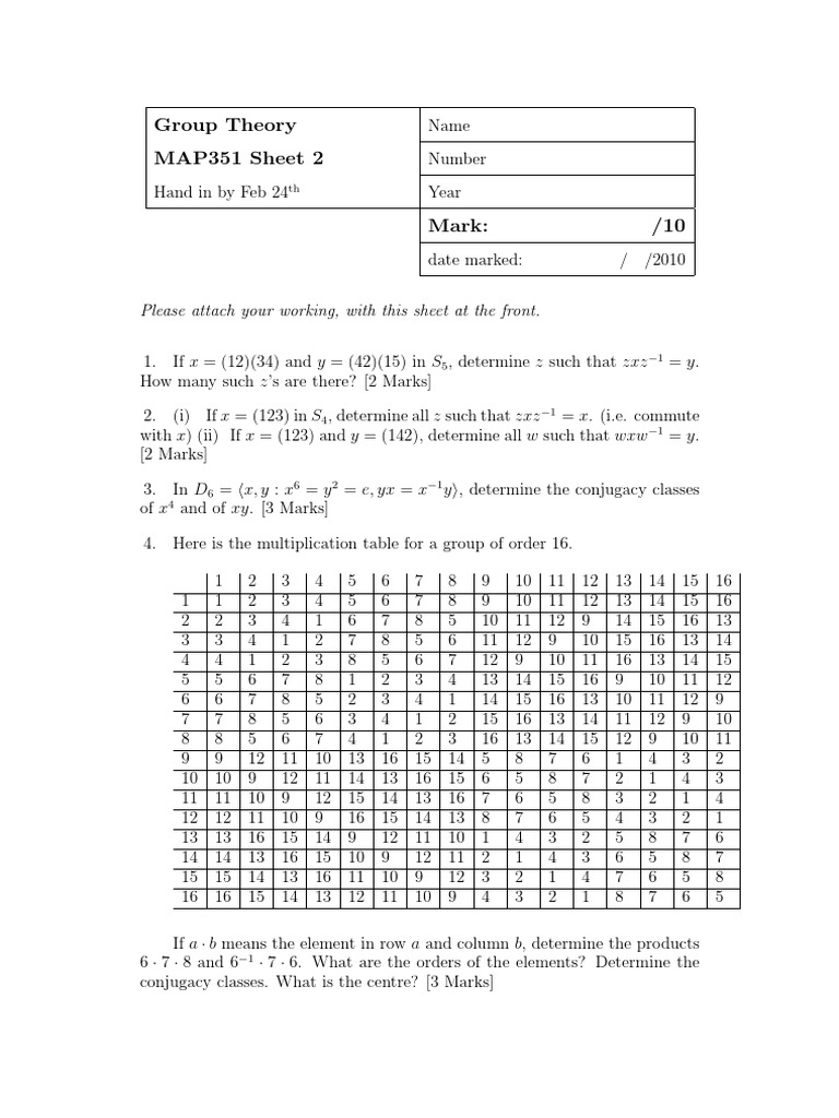 MAP351sheet2Solutions 10 | PDF | Group Theory | Metric Geometry