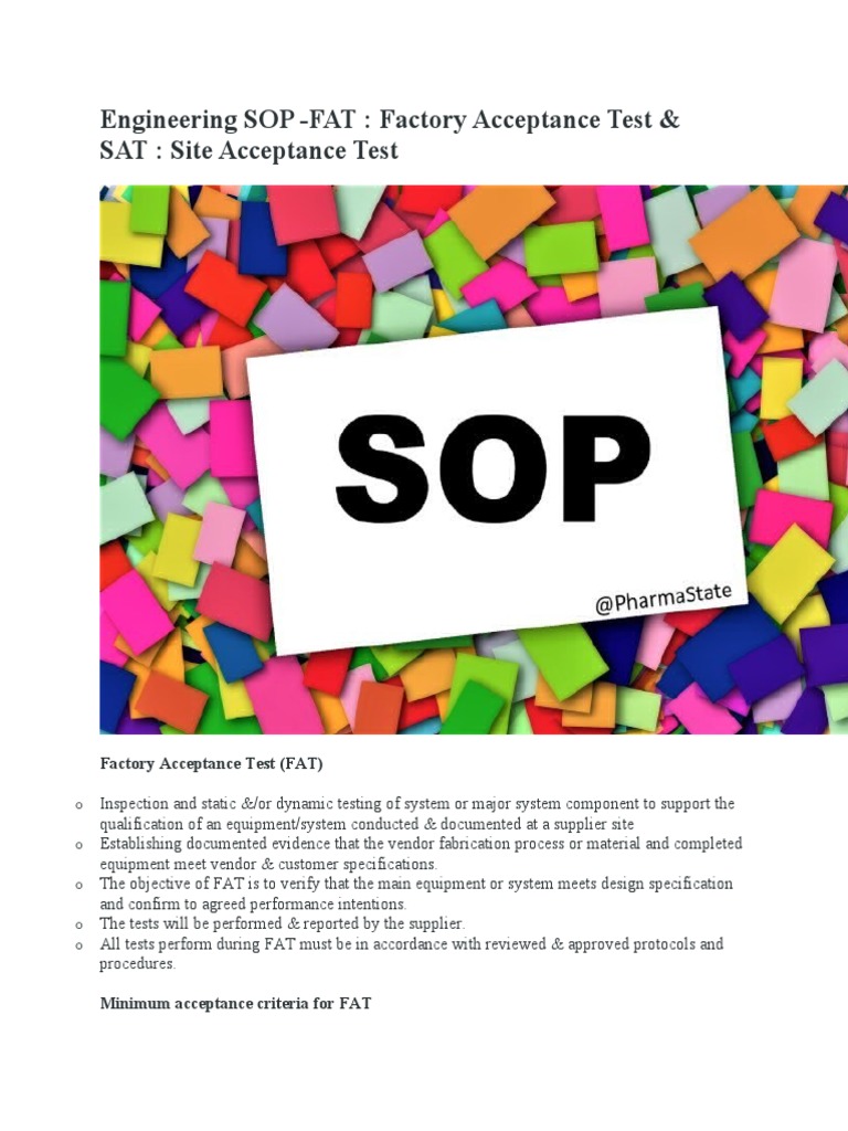 Factory Acceptance Test & SAT Site Acceptance Test PDF