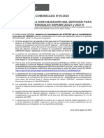 Plazos para La Convalidación Del Servicer para Los Profesionales SERUMS 2022 - I y 2021 - II