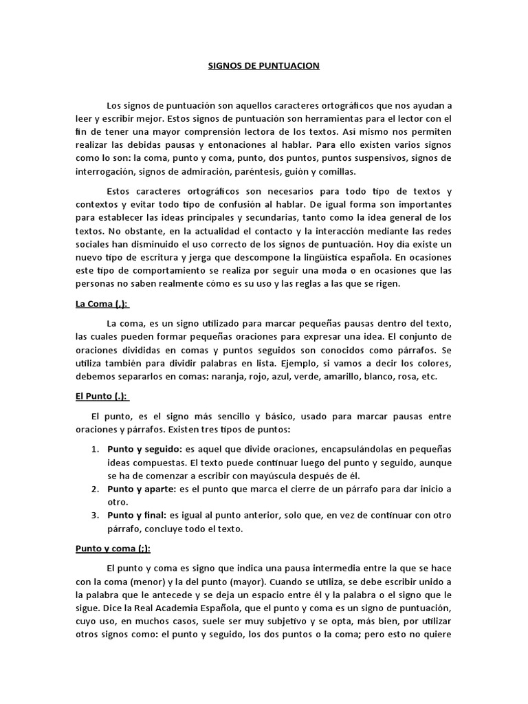 Uso y Tipos de Signos de Puntuación | PDF | Puntuación | Coma