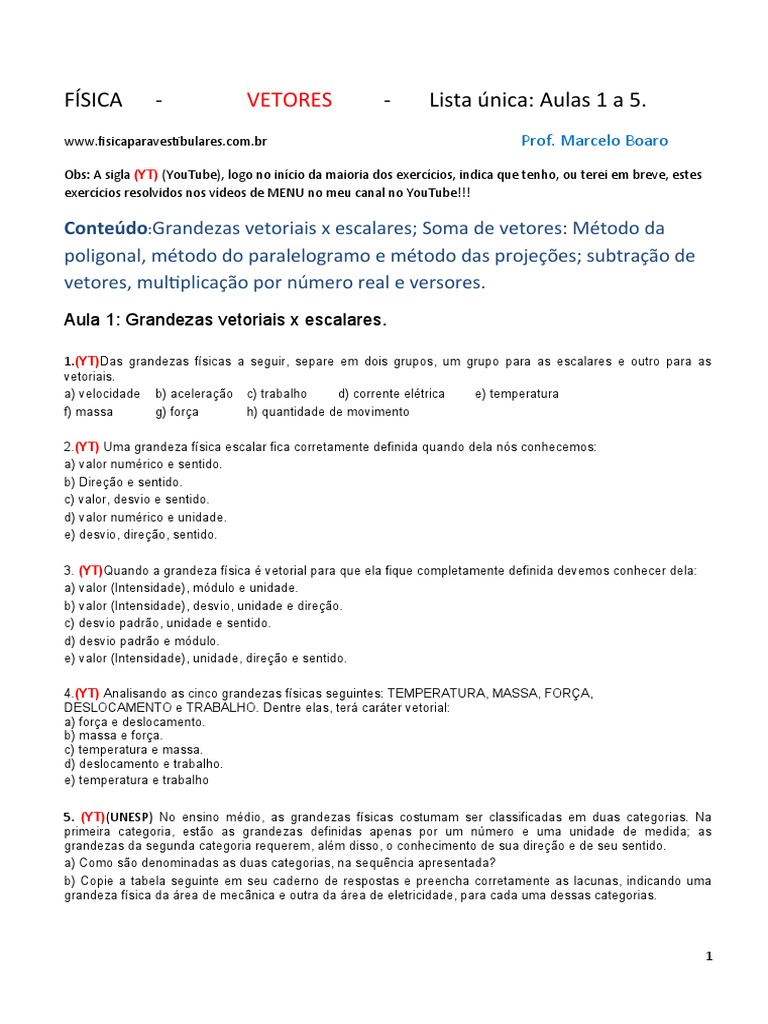 Exercícios Resolvidos sobre Vetores | PDF | Vetor euclidiano | Espaço ...