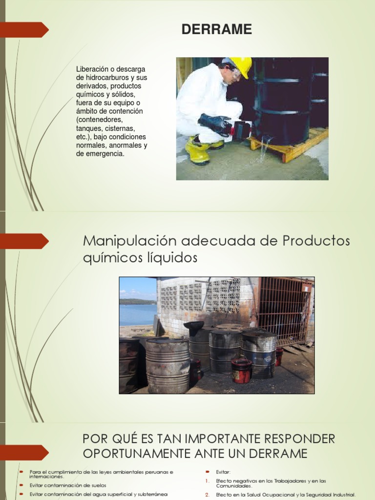 COntrol de Derrame Derrame Blending - Charla | PDF | Seguridad y salud ...
