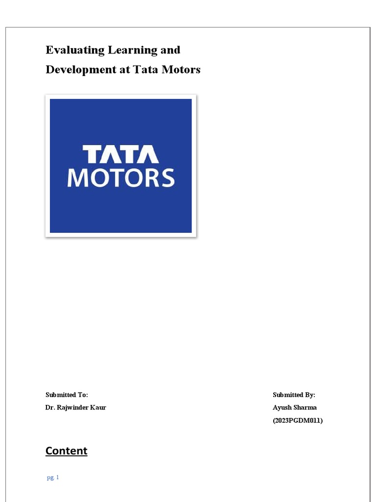 Tata Motors Learning & Development Evaluation | PDF | Educational ...