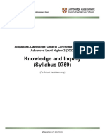 Knowledge and Inquiry (Syllabus 9759)