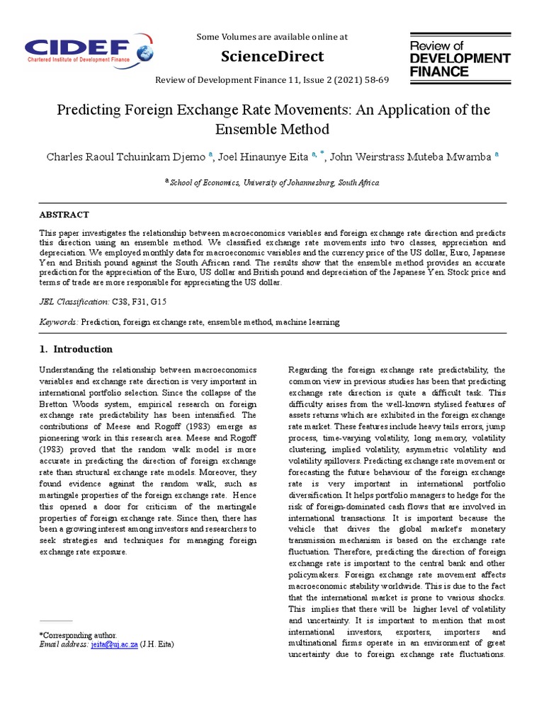 Predicting Forex Rates with Ensemble Methods | PDF | Exchange Rate ...