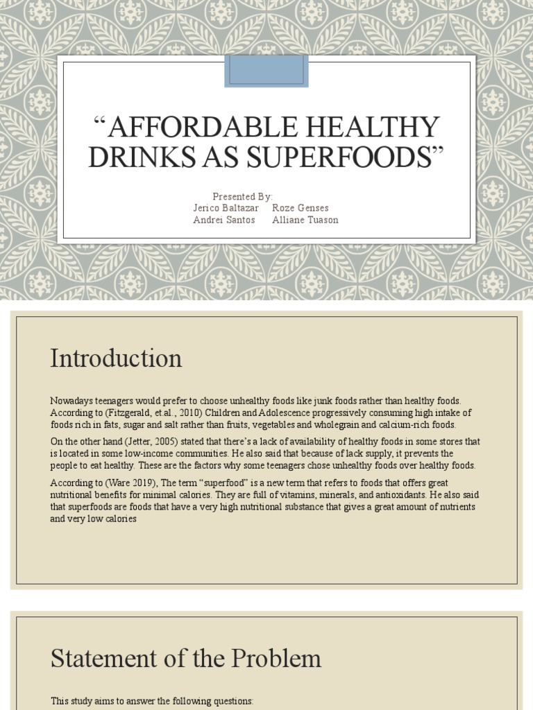 Affordable Healthy Drinks As Superfoods PDF Smoothie Foods