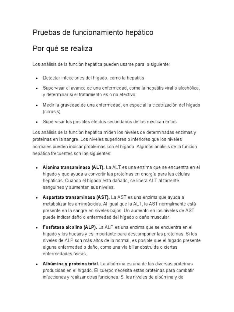 Análisis de Función Hepática: Guía Completa | PDF | Transaminasa