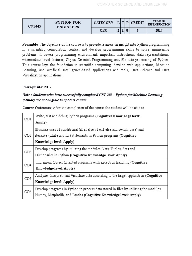 Cst 445 python for engineers open elective pdf parameter