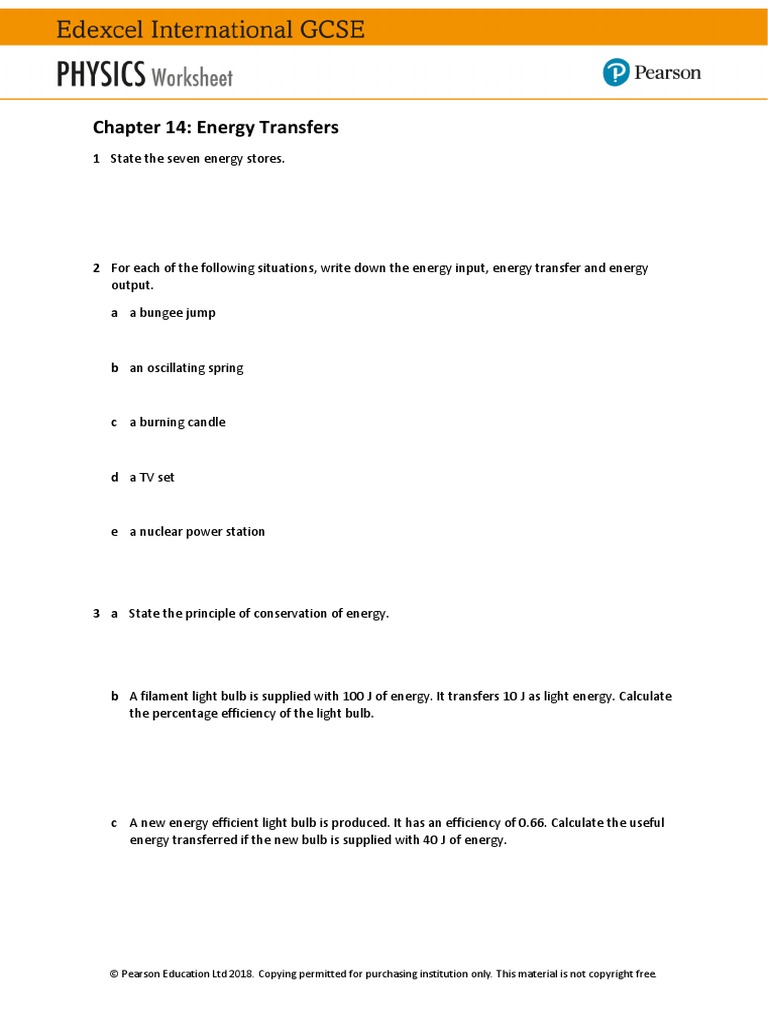 Five Main Energy Stores And Pathways