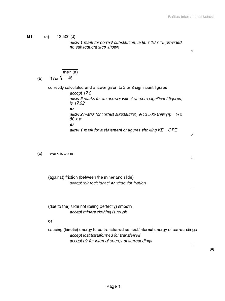 P3.1 GPE and KE Answers | PDF | Kinetic Energy | Heat