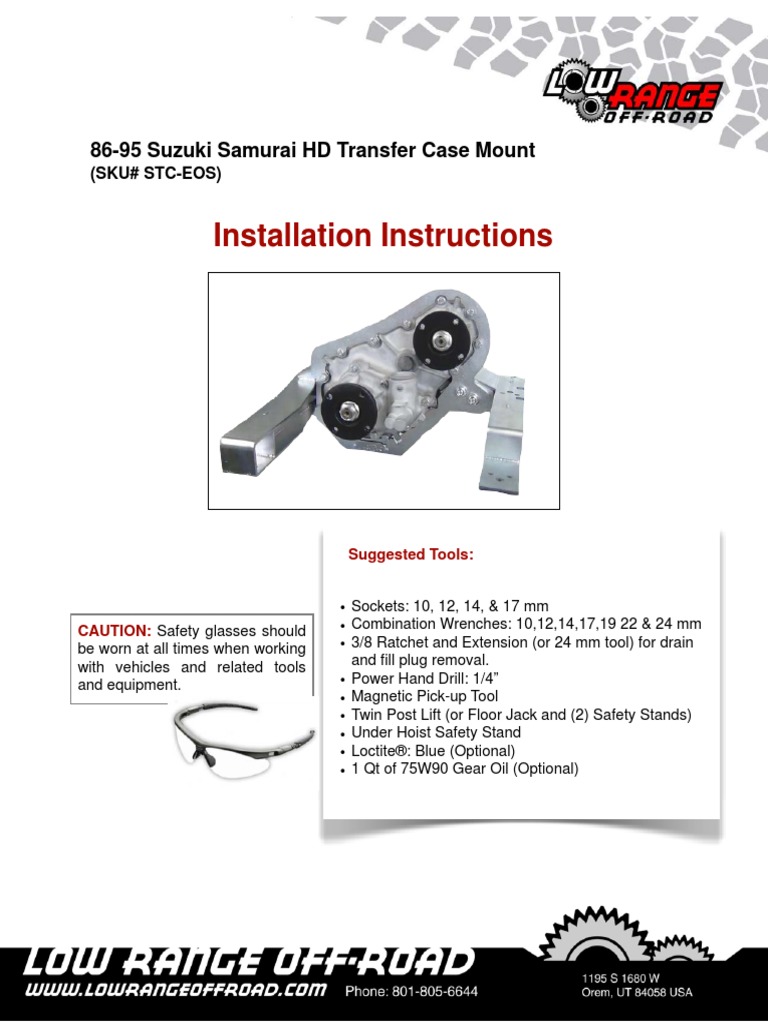 STCEOS Samurai Transfer Case Cradle Installations PDF Screw Nut