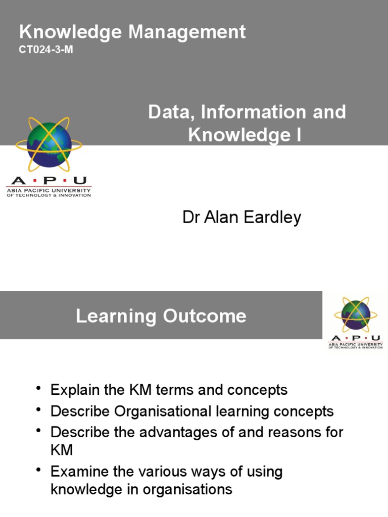 L01 Data, Information and Knowledge I | PDF | Knowledge Management ...