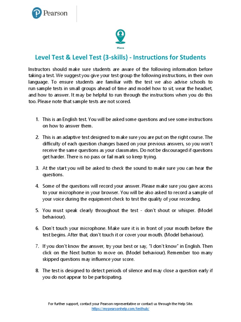 Level_Test_Instructions_for_Students | PDF | Cognition | Cognitive Science