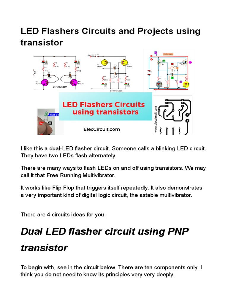LED Flashers Circuits and Projects Using Transistor | PDF | Electrical ...