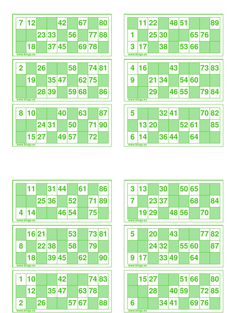 Lot De 162 Cartons De Bingo Découpés + 90 Boules Réutilisables - Vert - Jeu Familial, Association, Tombola