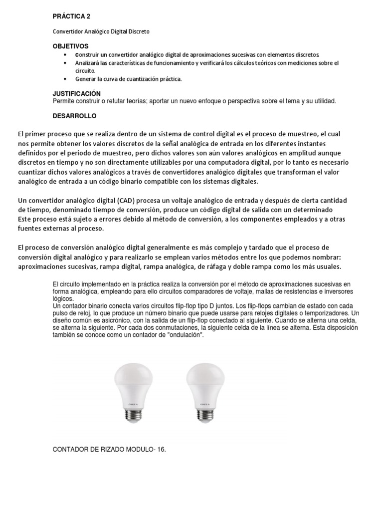 Práctica 2 Pdf Señal Analoga Conversor Analógico A Digital