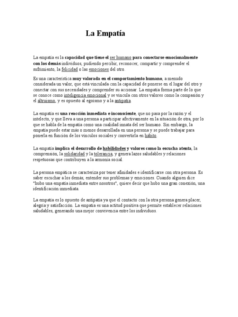 La Empatía | PDF | Empatía | Las emociones