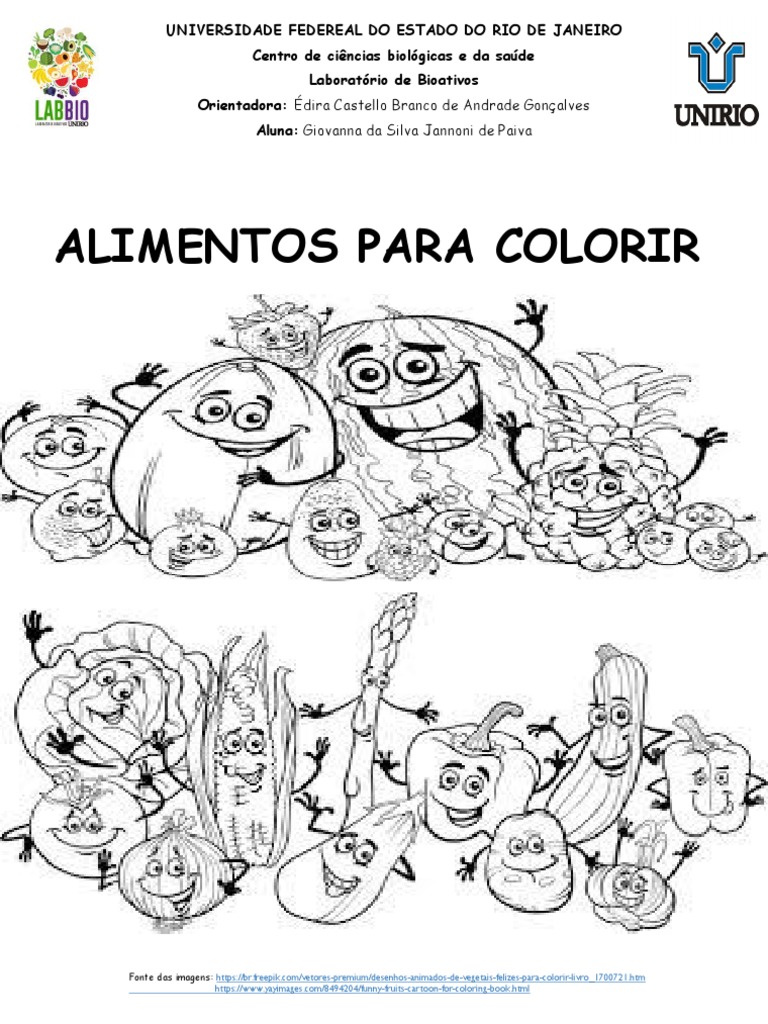 50 Desenhos de Alimentos Saudáveis para Colorir e Imprimir