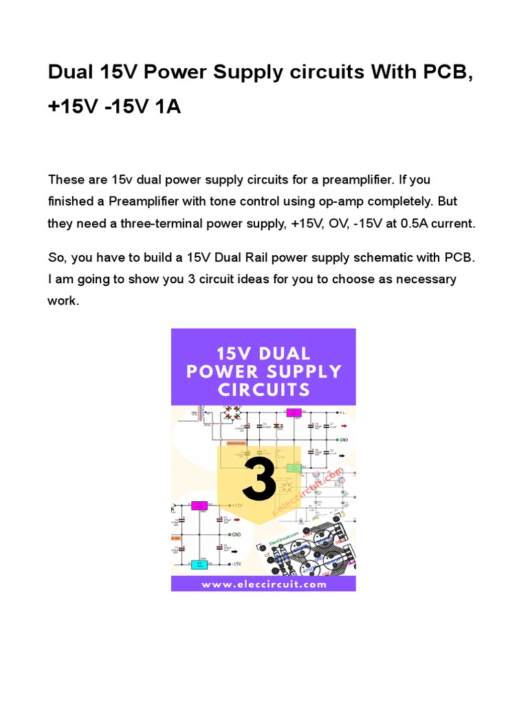 15V Dual Power Supply Circuit Guide | PDF | Power Supply | Rectifier