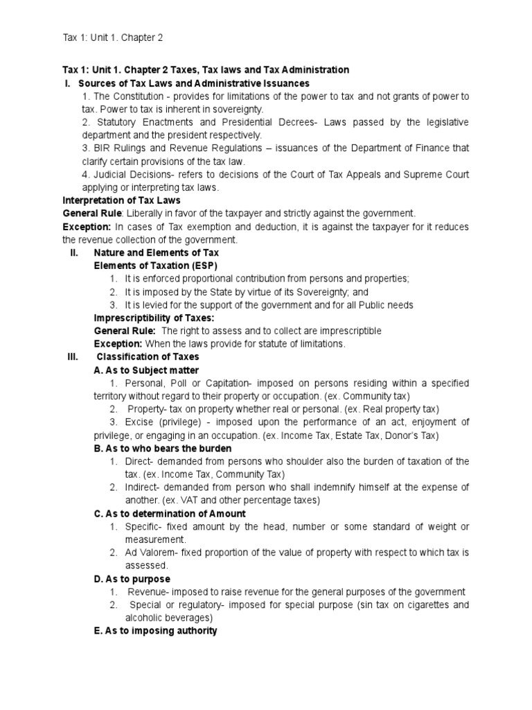 Tax 1 - Unit 1. Chapter 2 | PDF | Taxes | Taxation In The United States