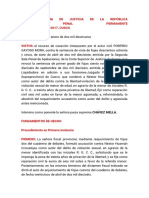 Casación contra absolución por violación de doctrina