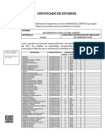 Certificado de Estudios: Nombre: Matrícula: 27116 Clave Única de Registro de Población