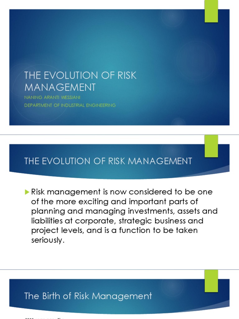 New Materi 3 New The Evolution Of Risk Management Pdf Risk Risk