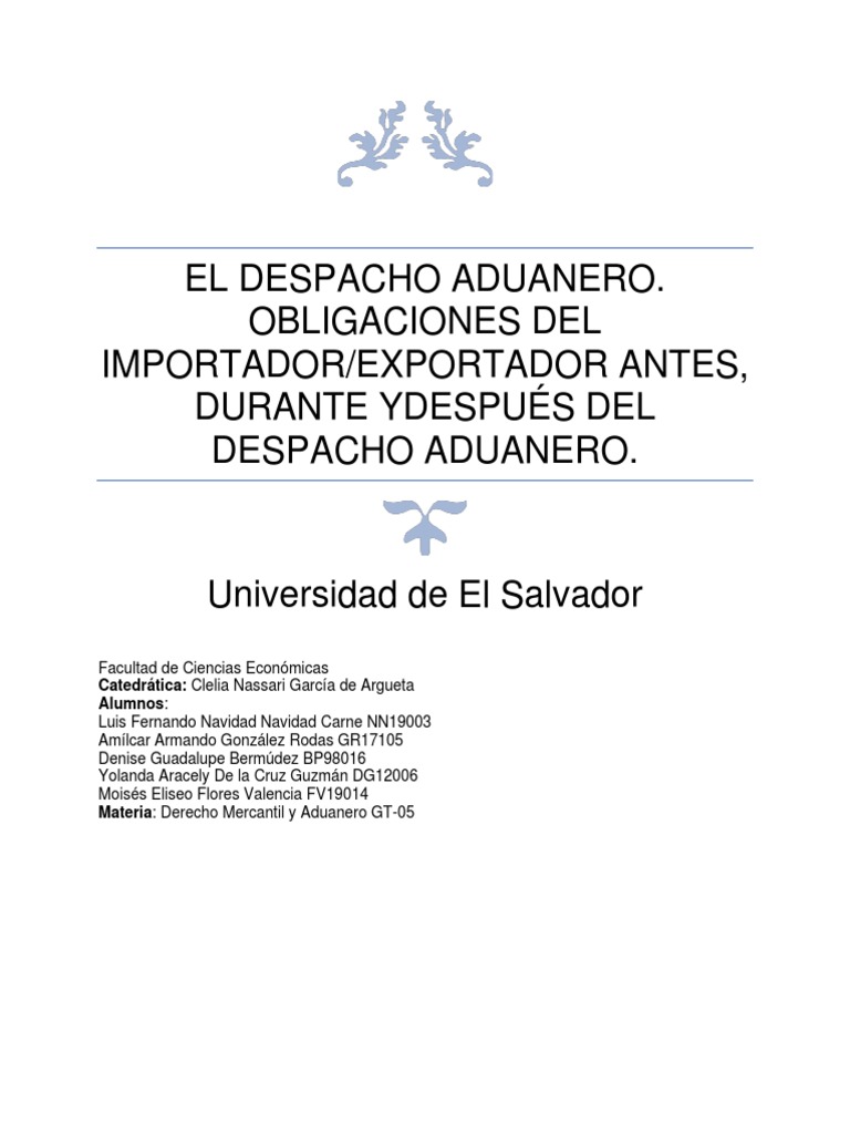 Despacho Aduanero Pdf Aduana Arancel