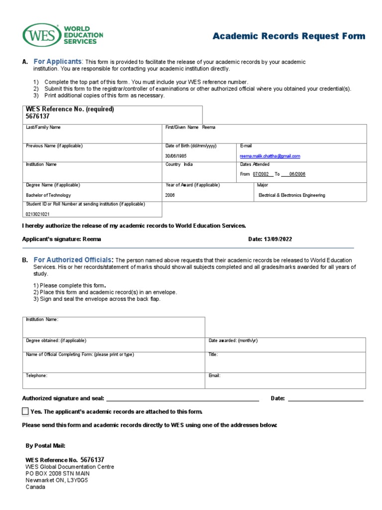 International Transcript Request For B Tech | PDF | Written Communication