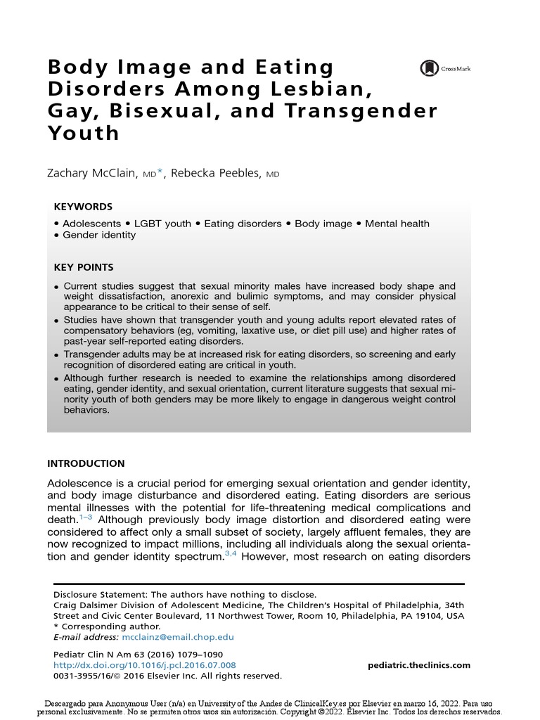 Body Image and Eating Disorders Among Lesbian, Gay, Bisexual | PDF ...