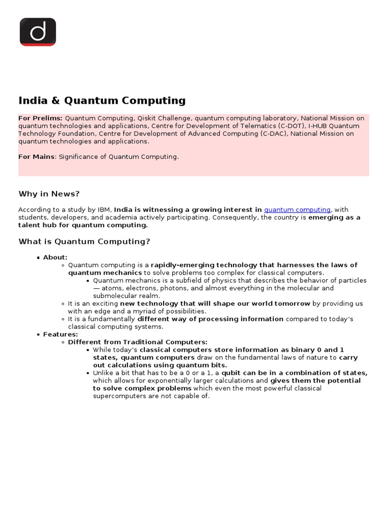 India And Quantum Computing Pdf Computing Quantum Computing