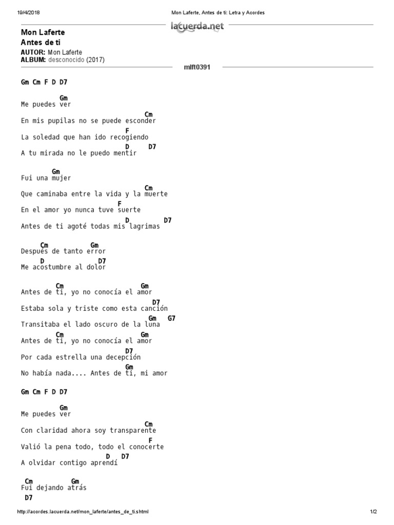 Mon Laferte Antes De Ti Letra Y Acordes PDF lbumes M sica Grabada