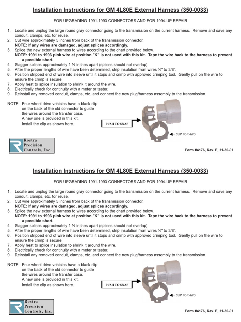 DA Form 4176 and 4L80E Wiring Guide | PDF | Electrical Connector ...